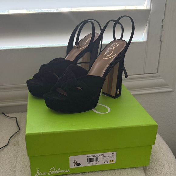 Sam Edelman Black Suede Platform Heels - Picture 1 of 2